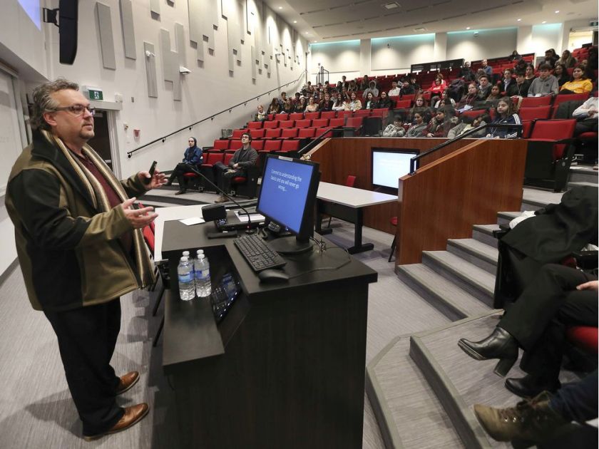 Students and a lecturer at the cancer symposium at the University of Windsor